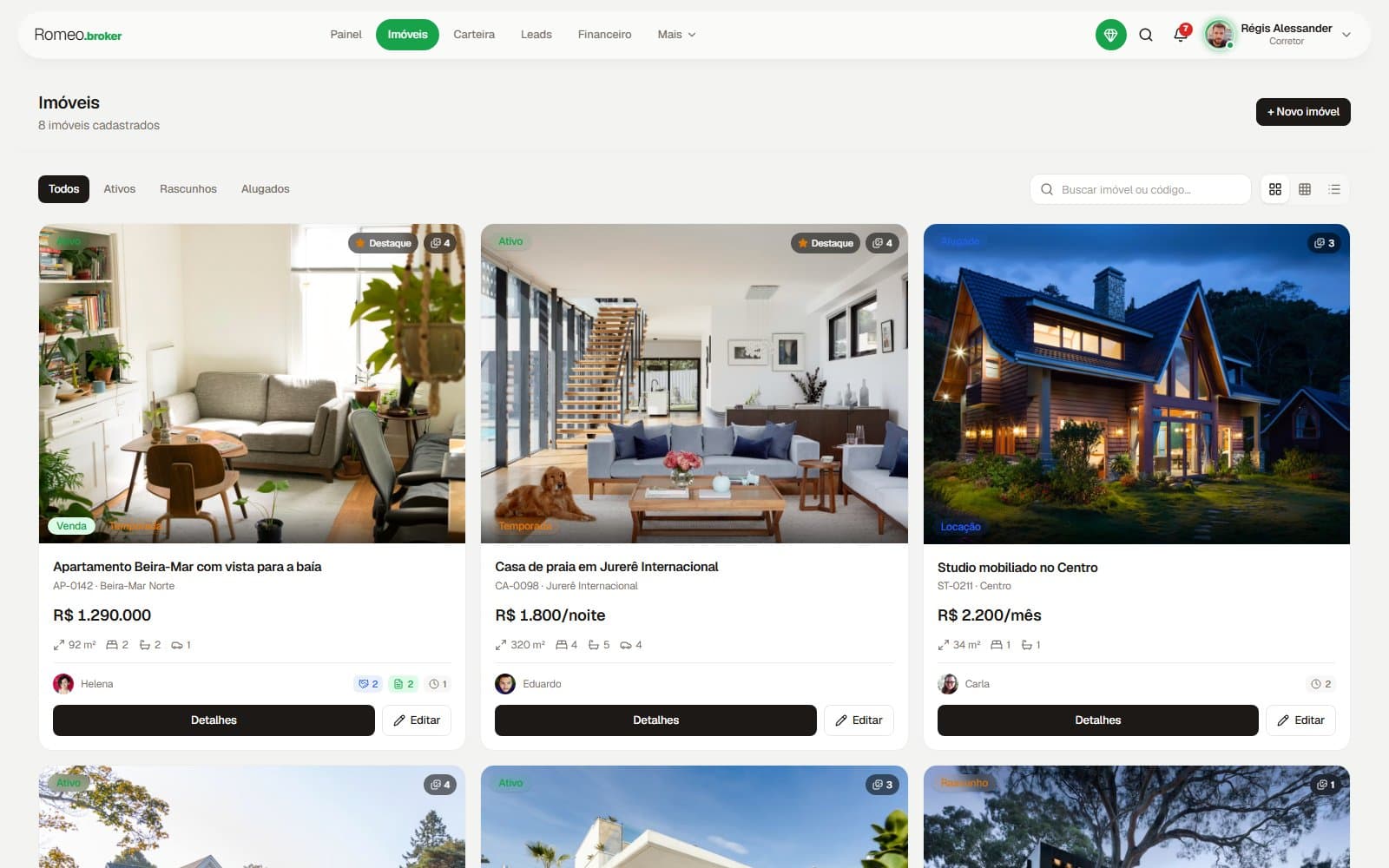 Tela: Catálogo com CRM por imóvel