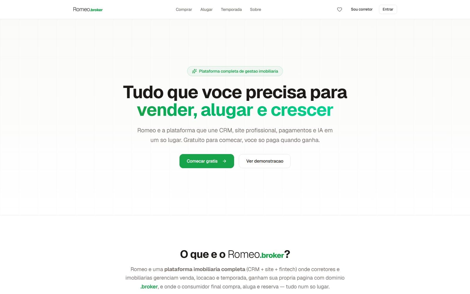 Screenshot da tela Sobre o Romeo